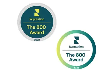Image of Reputation 800 award badges for 2022, 2023