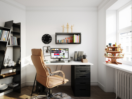 modern desk and computer