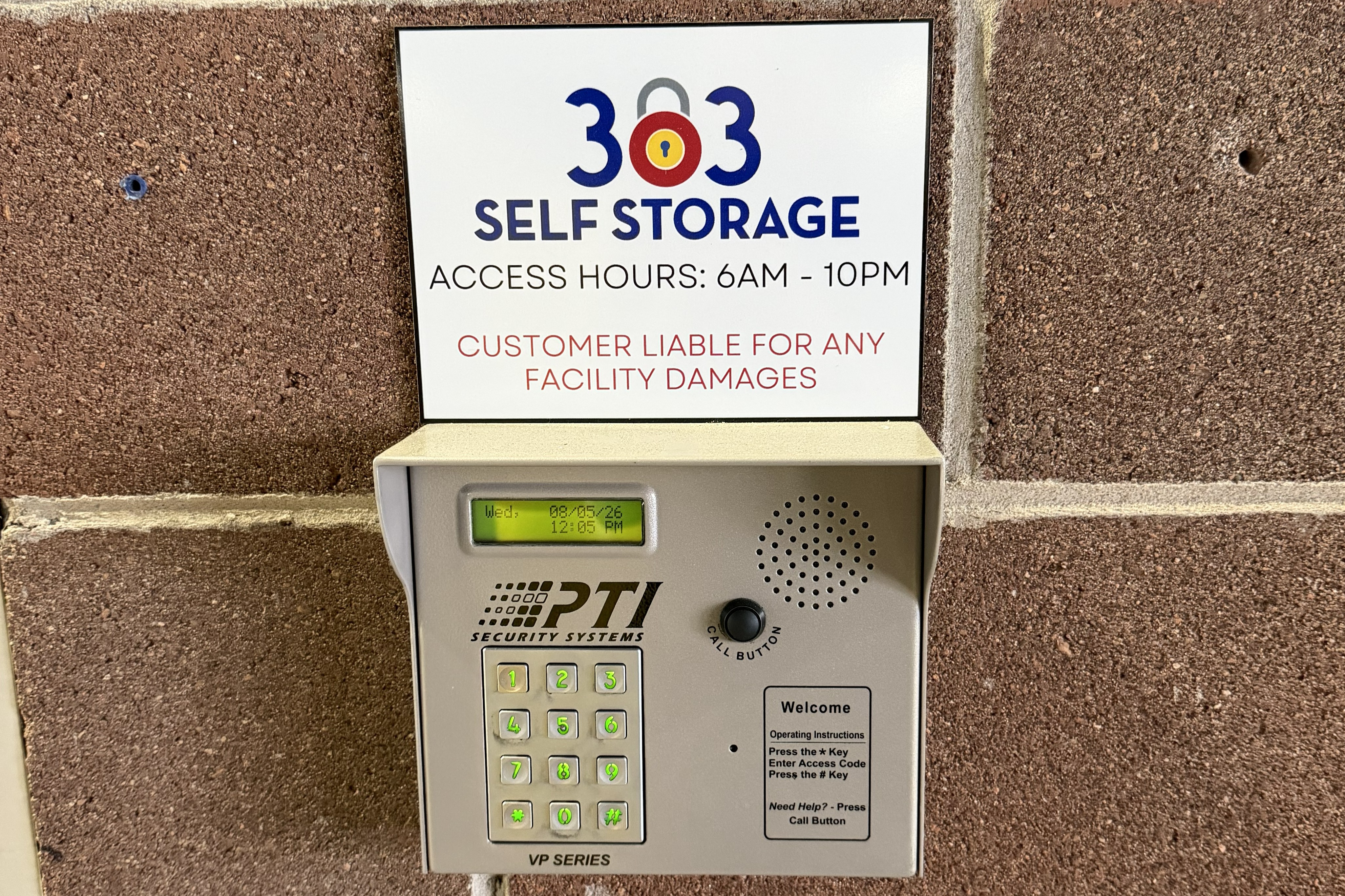 Keypad Entry at 303SelfStorage-DenverCO-3270BlakeSt
