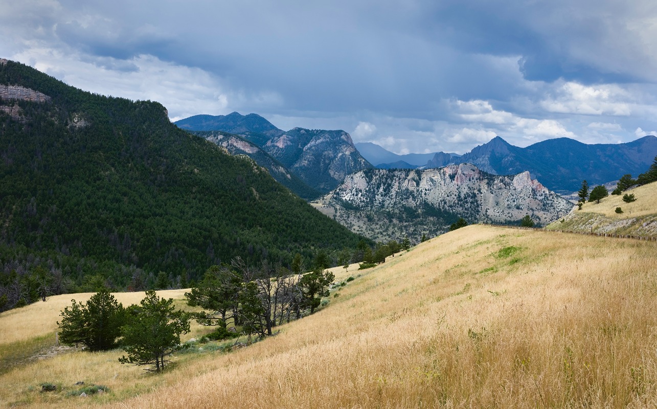 view of rocky mountains from beartooth scenic by close to Red Lodge, MT