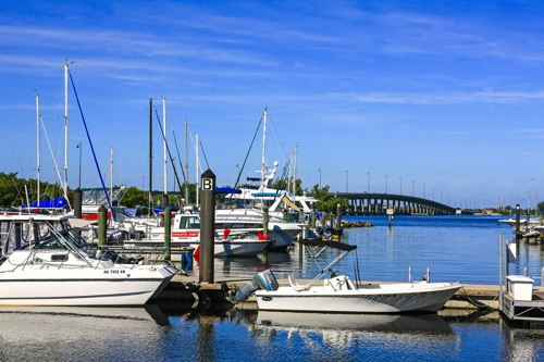 docked boats at charlotte harbor marina in punta gorda