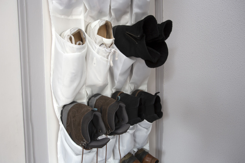 over the shoe shoe entryway storage solution