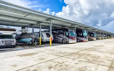 image of covered boat parking spaces at a SmartStop Self Storage property