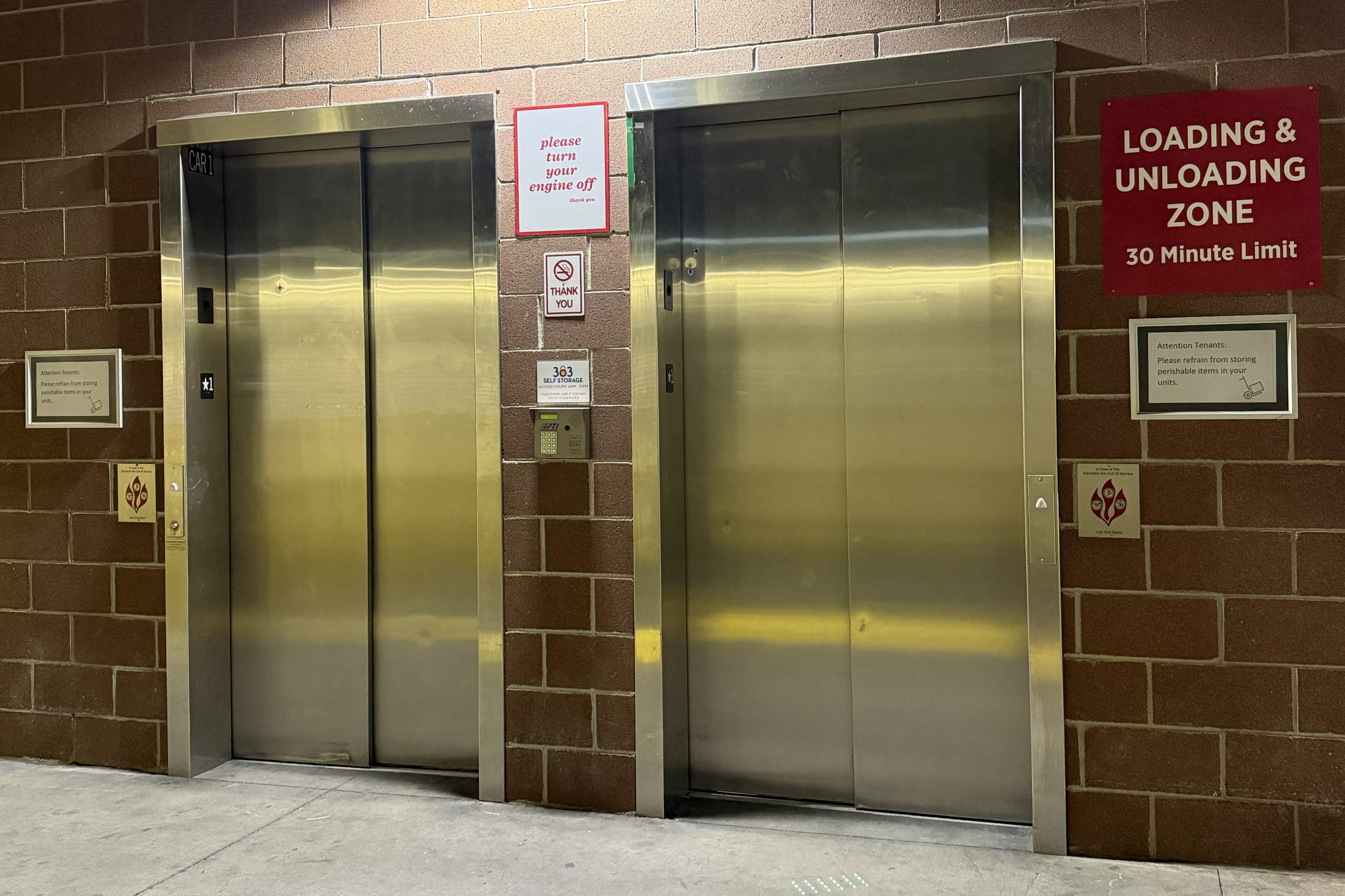 Elevators at 303SelfStorage-DenverCO-3270BlakeSt