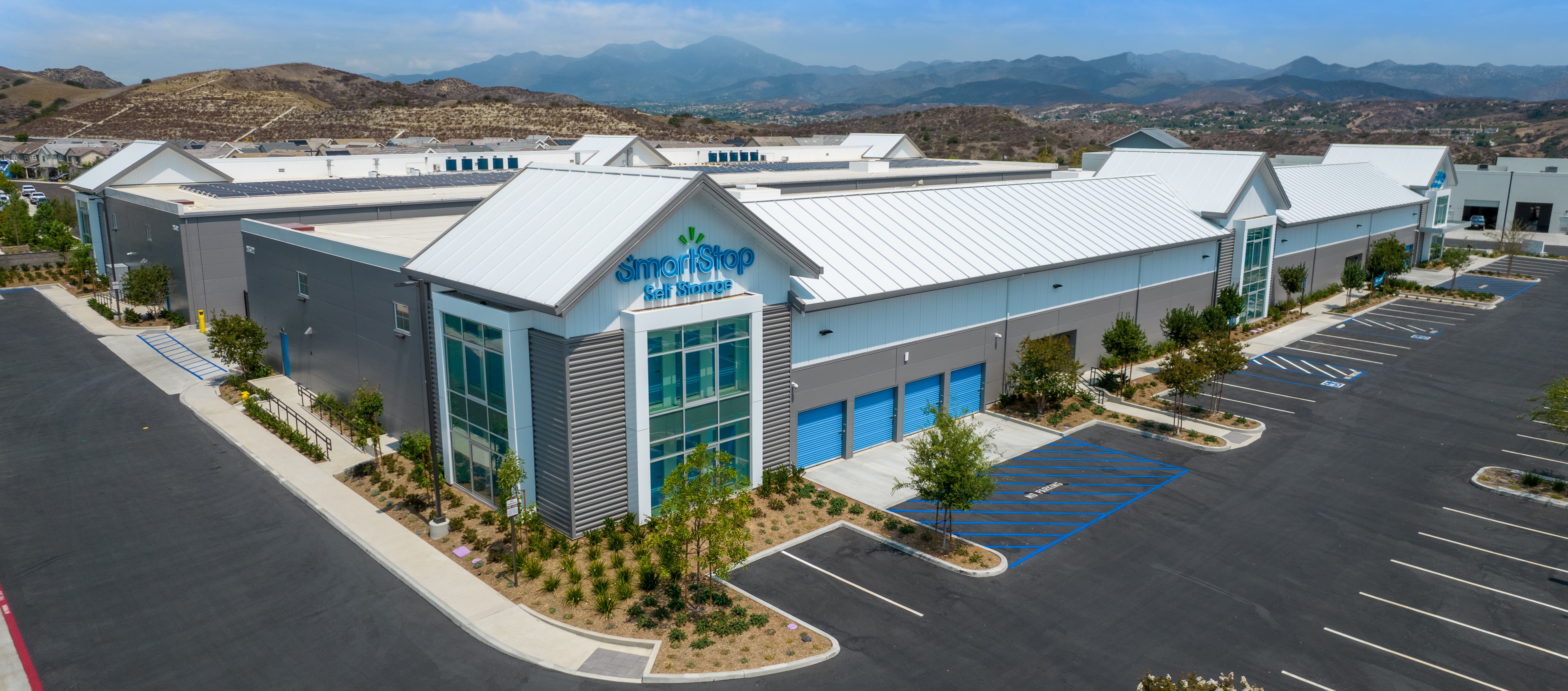 Drone image of a SmartStop Self Storage facility