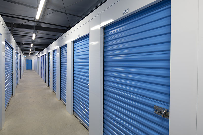 image of climate controlled storage units along a hallway