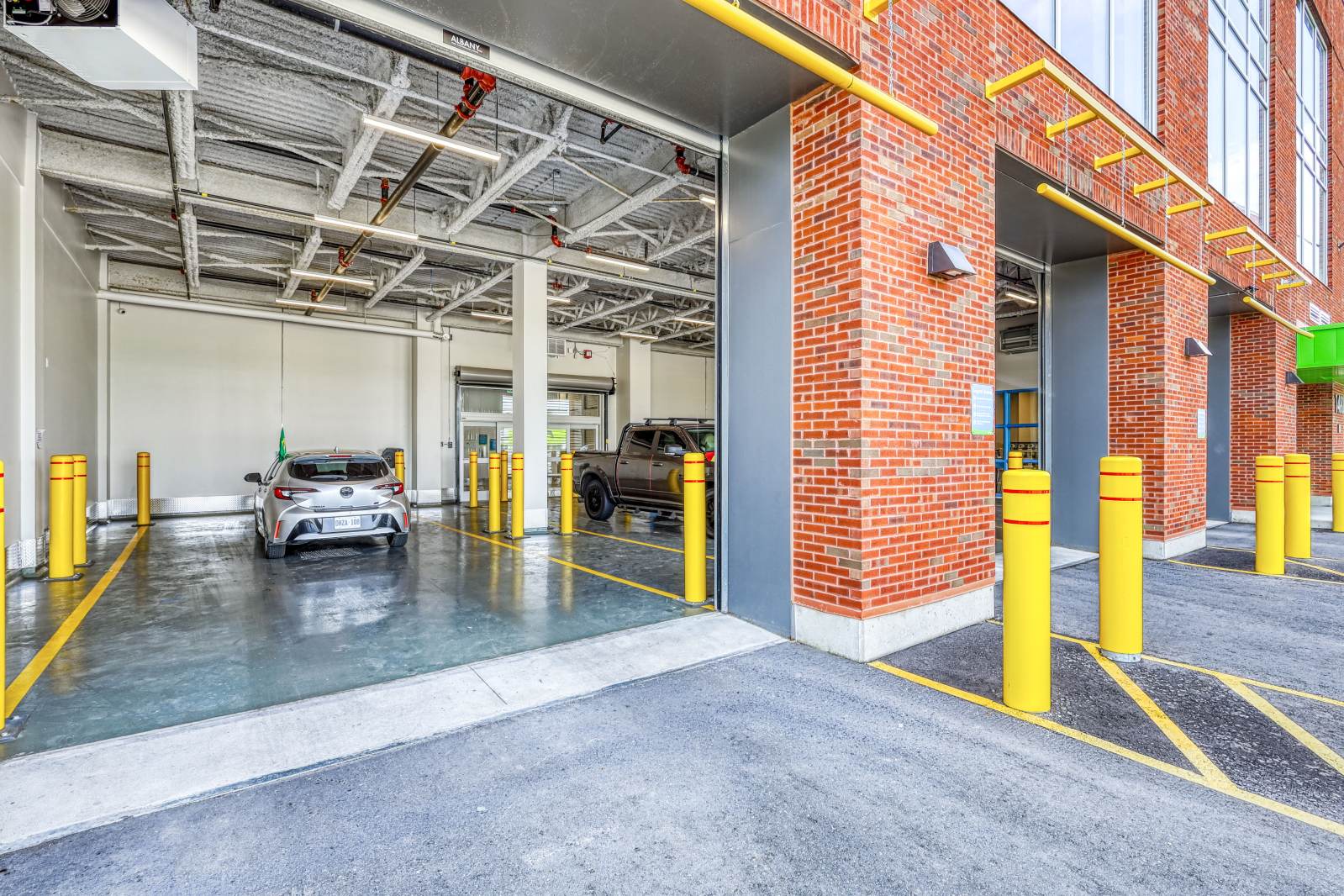 Indoor drive up loading at SmartStop self storage facility in Toronto, Ontario on 1480 Jane St.