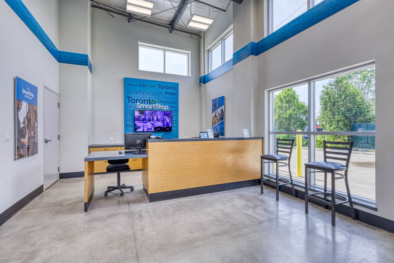 Office Front Desk at SmartStop self storage facility in Scarborough, Ontario on 515 Centennial Rd N