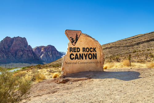 sign at the front of red rock canyon in las vegas, nevada