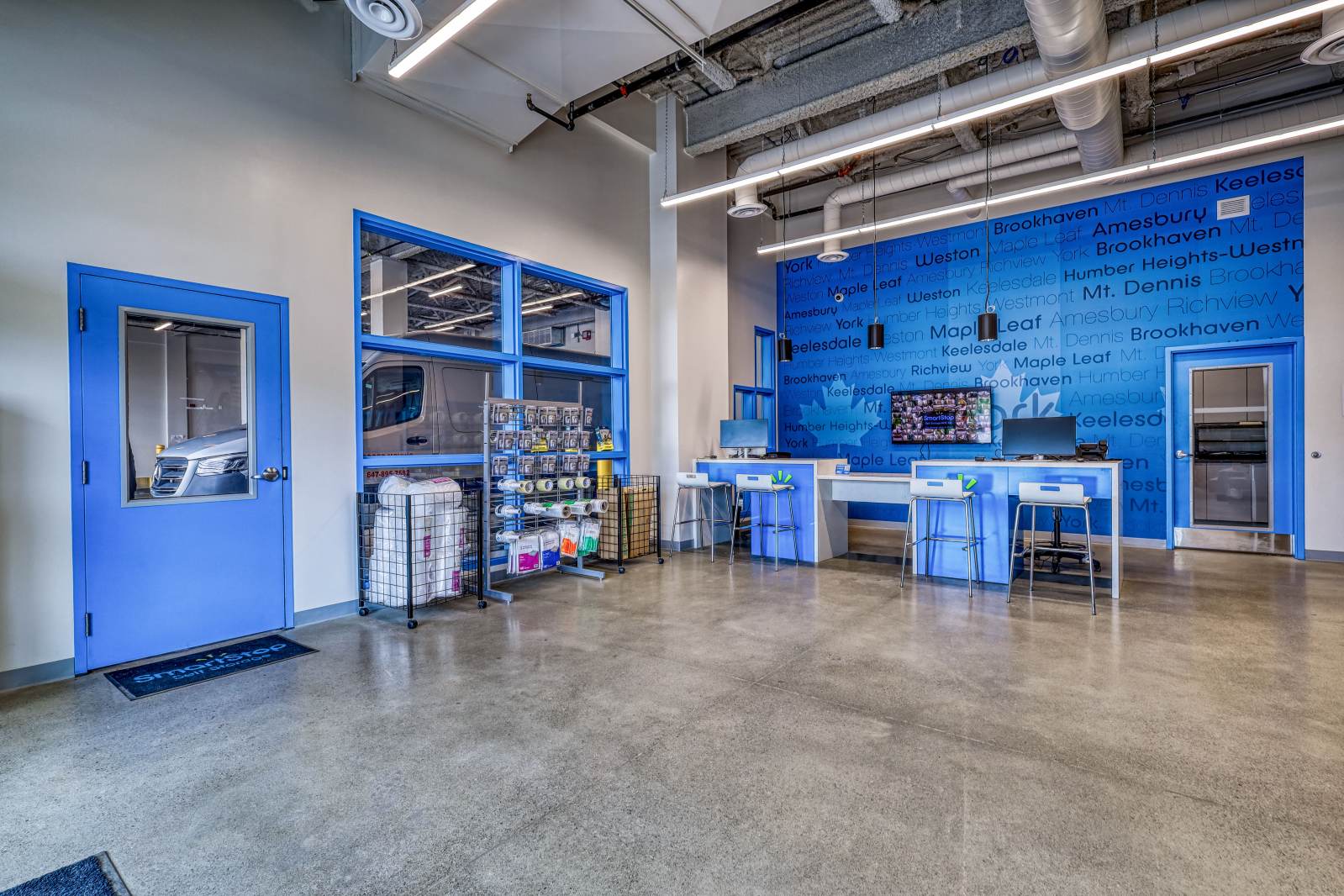 Secure and clean office at SmartStop self storage facility in Toronto, Ontario on 1480 Jane St.