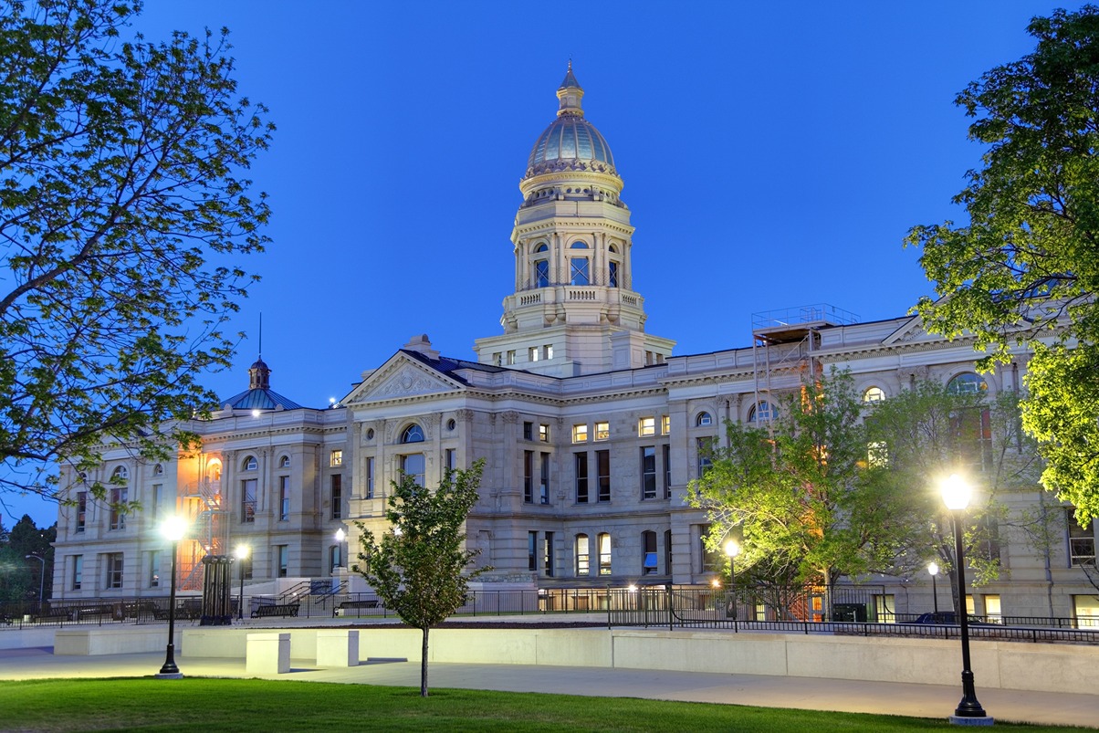 evening view of the state capital of Wyoming in Cheyenne