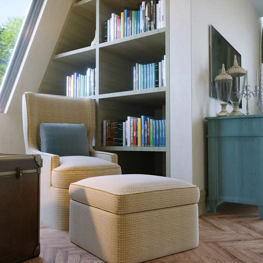 alcove at home containing books