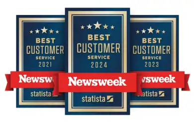 Image of Newsweek Customer Service Awards for 2021, 2023 and 2024