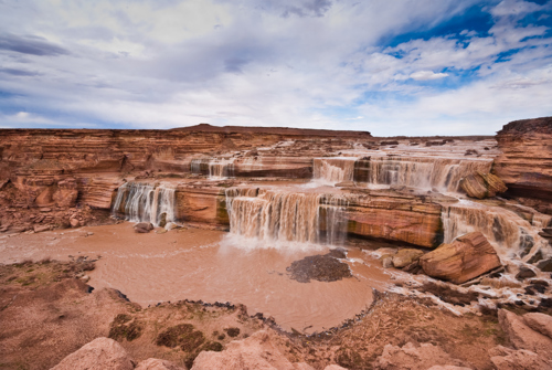 aerial shot of grand falls in flagstaff