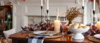 dining room table set with autumn decor