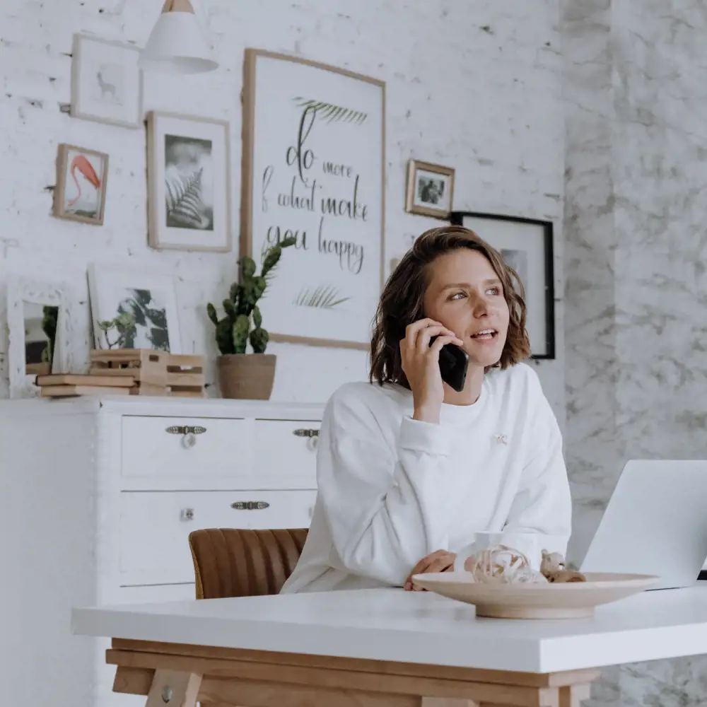 woman working in home office