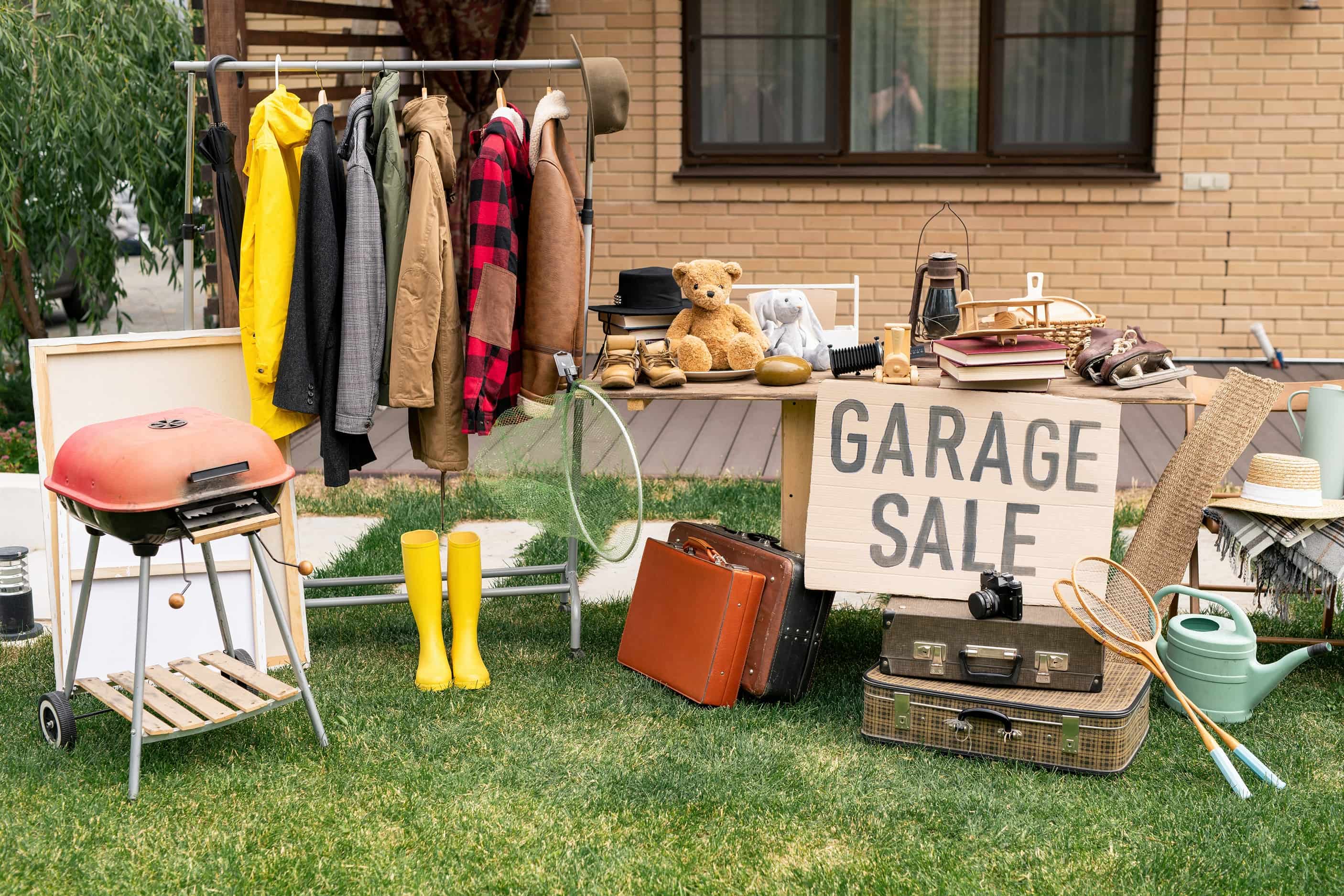 garage sale in yard
