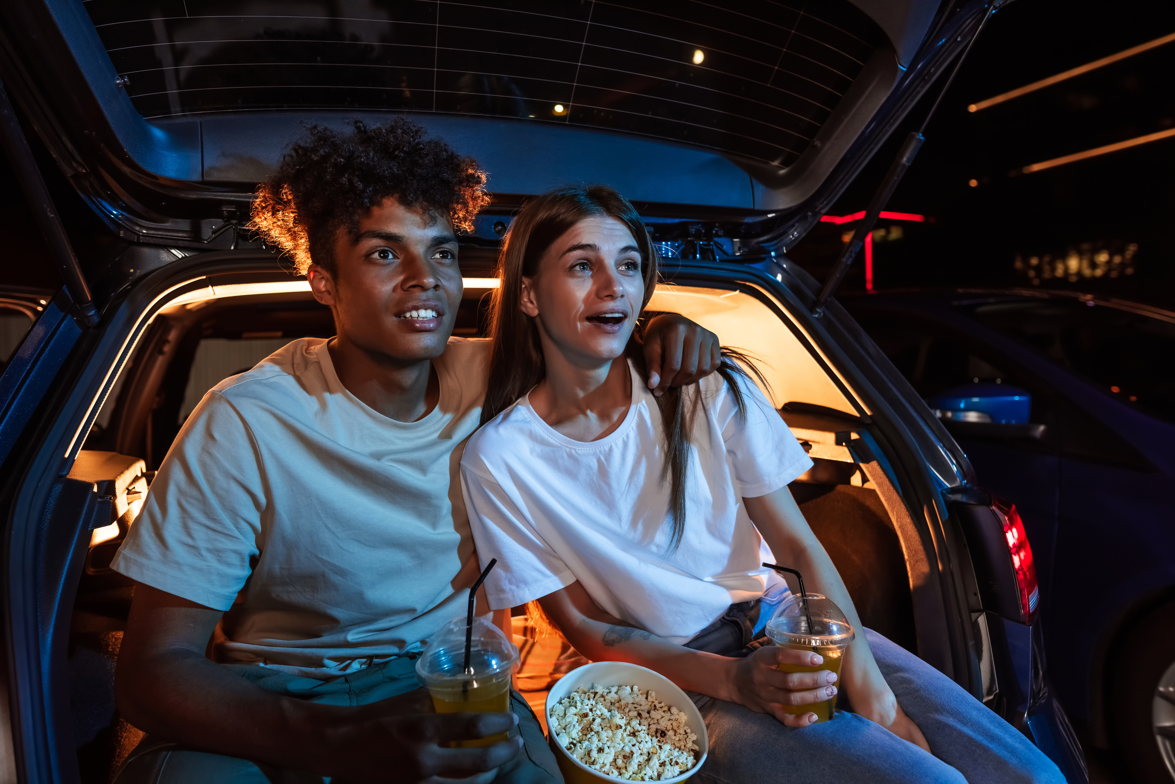 Couple Car Movie Night Date